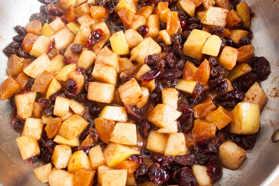 Dried fruits and apples with cinnamon and brown sugar